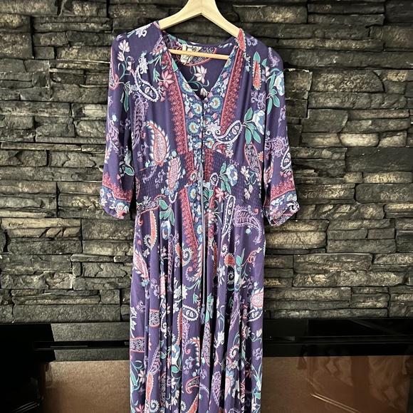 Jaase Boho Floral Dress V-Neck Maxi Dress - Picture 1 of 4